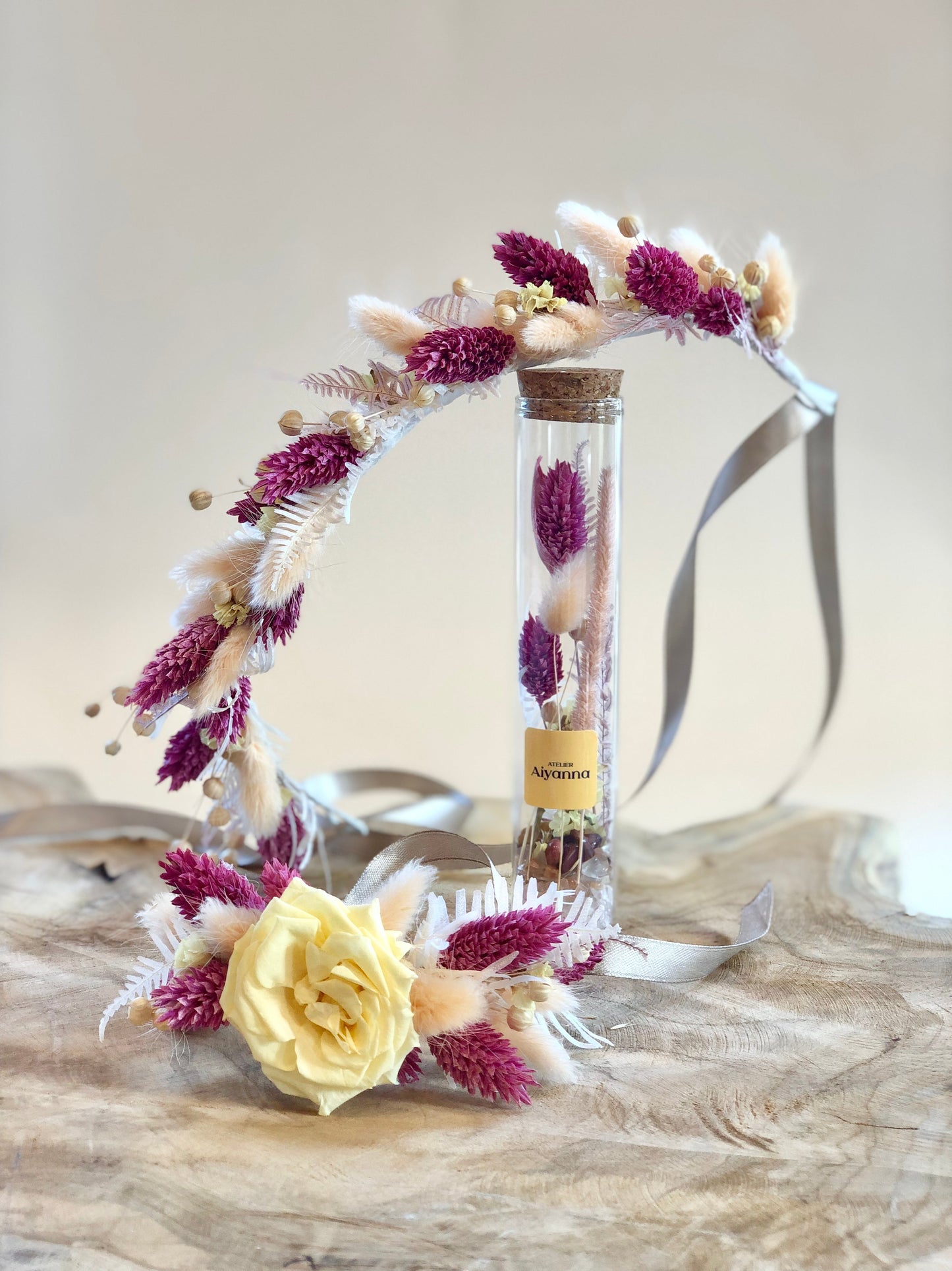 COURONNE SOLEIL - Couronne de tête en fleurs intemporelles